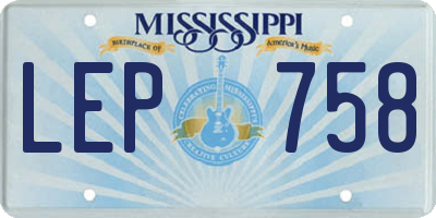 MS license plate LEP758