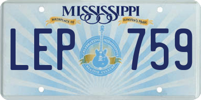 MS license plate LEP759