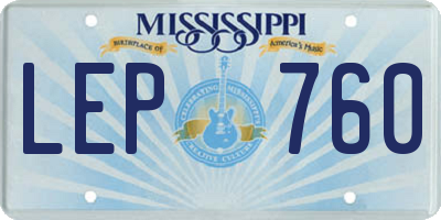 MS license plate LEP760