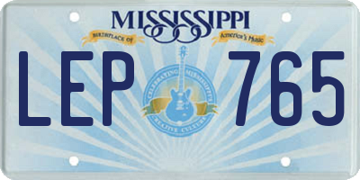 MS license plate LEP765