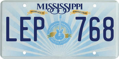 MS license plate LEP768