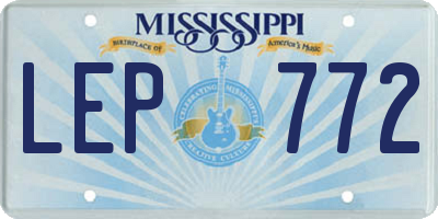 MS license plate LEP772