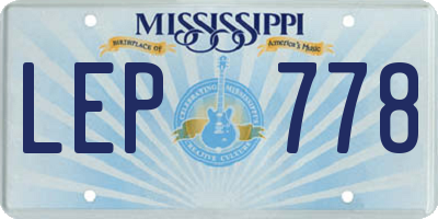 MS license plate LEP778