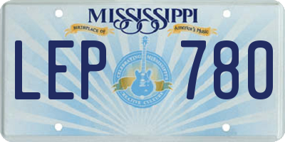 MS license plate LEP780