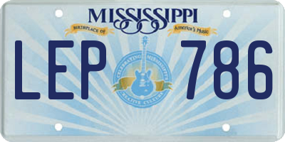 MS license plate LEP786