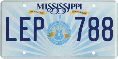 MS license plate LEP788