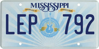 MS license plate LEP792