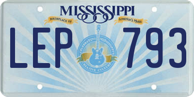 MS license plate LEP793
