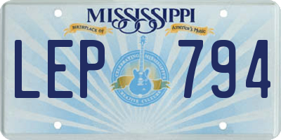 MS license plate LEP794