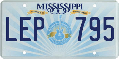 MS license plate LEP795