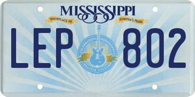 MS license plate LEP802
