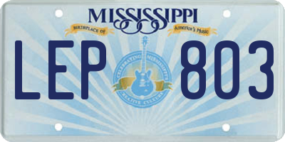 MS license plate LEP803