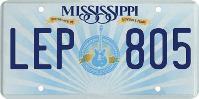 MS license plate LEP805