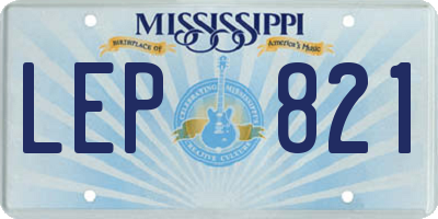 MS license plate LEP821