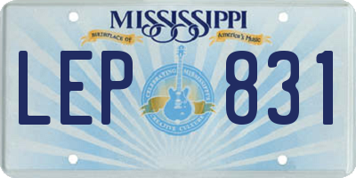 MS license plate LEP831