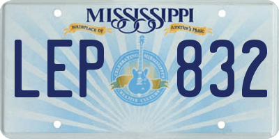 MS license plate LEP832