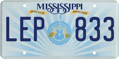 MS license plate LEP833