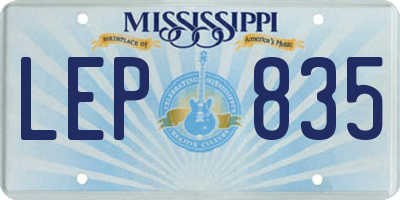 MS license plate LEP835