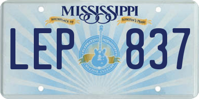 MS license plate LEP837