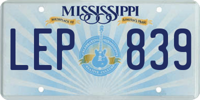 MS license plate LEP839