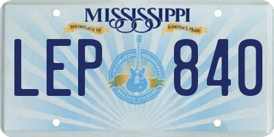 MS license plate LEP840