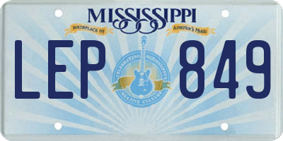 MS license plate LEP849