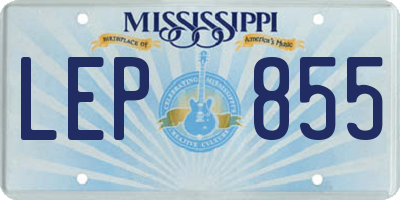 MS license plate LEP855