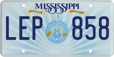 MS license plate LEP858