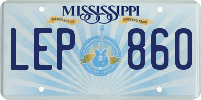 MS license plate LEP860