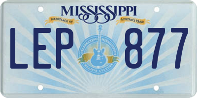 MS license plate LEP877