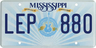 MS license plate LEP880