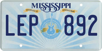 MS license plate LEP892