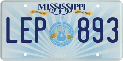 MS license plate LEP893