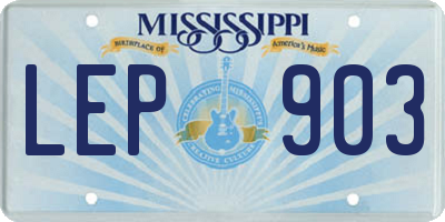 MS license plate LEP903