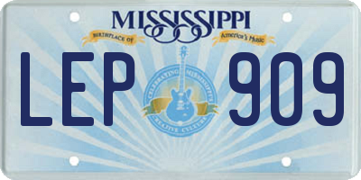 MS license plate LEP909