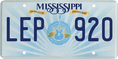MS license plate LEP920