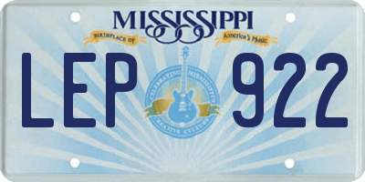 MS license plate LEP922