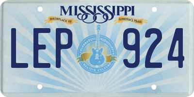 MS license plate LEP924