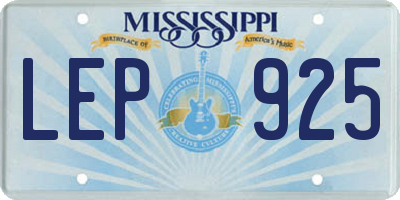 MS license plate LEP925