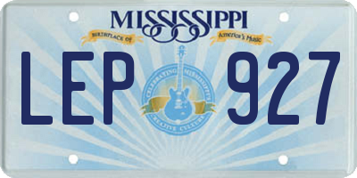 MS license plate LEP927