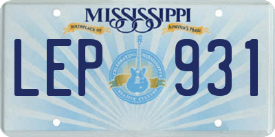 MS license plate LEP931