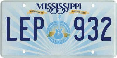 MS license plate LEP932