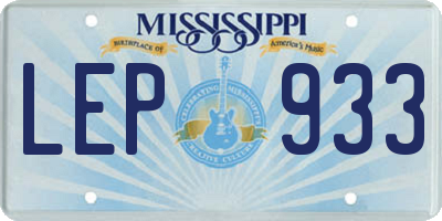 MS license plate LEP933