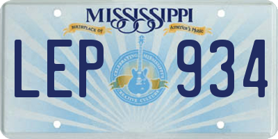 MS license plate LEP934