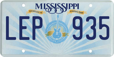 MS license plate LEP935
