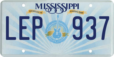 MS license plate LEP937