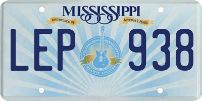 MS license plate LEP938