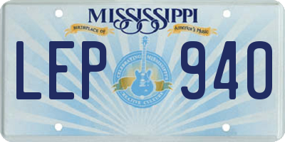 MS license plate LEP940