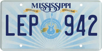 MS license plate LEP942