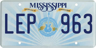 MS license plate LEP963